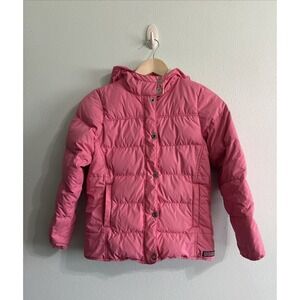 Vineyard Vines Puffer Jacket Quilted Goose Down Hood  Pink Youth Girls Medium